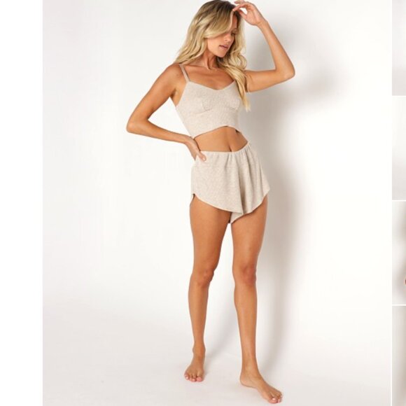 Eberjey - Elon Track Short Pajama Loungewear Shorts | Oatmeal | Size Small - Picture 4 of 13